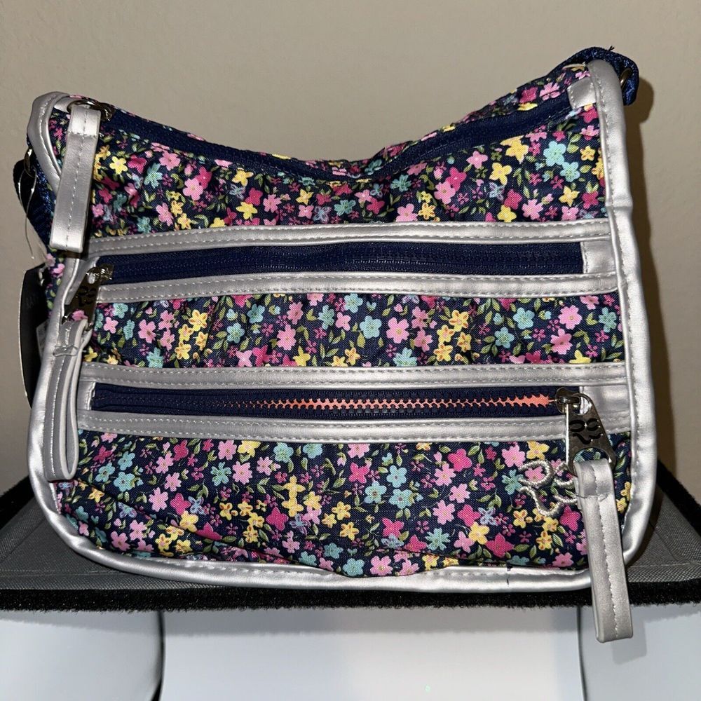 Vintage Rare Earth Stone Mountain Handbag Purse/ XBody/flower Blue Silver/NEW
